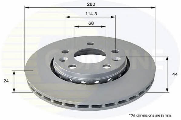 Comline ADC1585V Front brake disc ventilated ADC1585V
