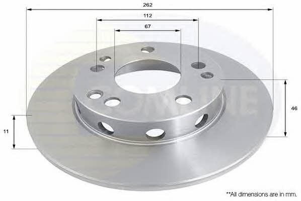 Comline ADC1601 Unventilated front brake disc ADC1601