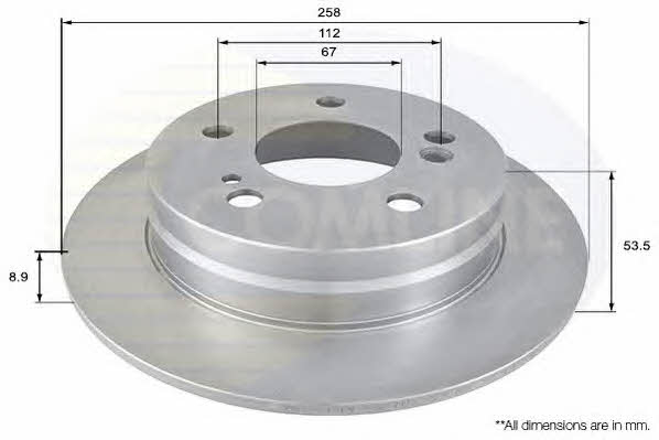 Comline ADC1611 Rear brake disc, non-ventilated ADC1611