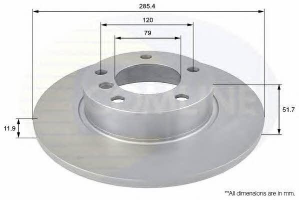 Comline ADC1701 Unventilated front brake disc ADC1701