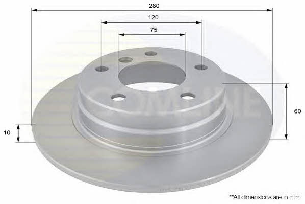 Comline ADC1706 Rear brake disc, non-ventilated ADC1706