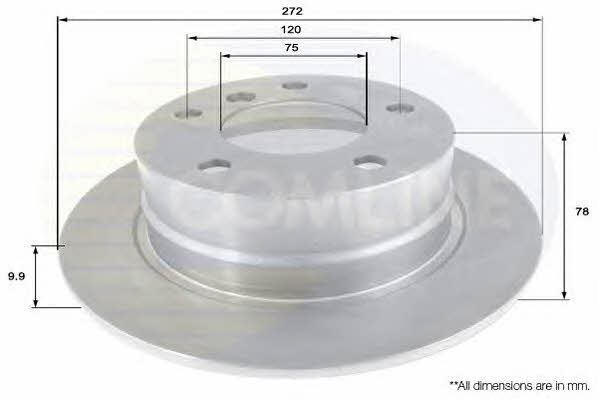 Comline ADC1711 Rear brake disc, non-ventilated ADC1711