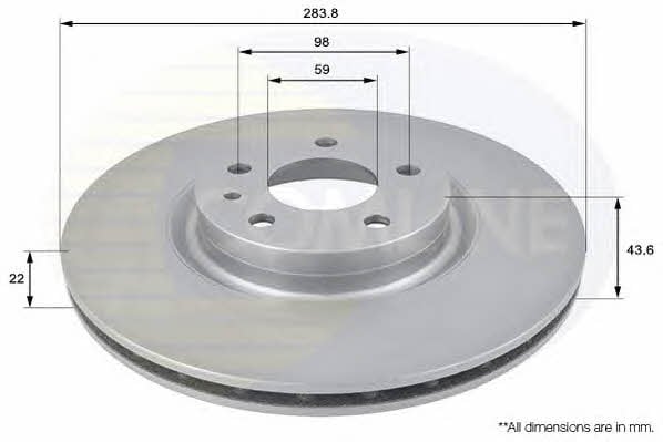 Comline ADC1805V Front brake disc ventilated ADC1805V