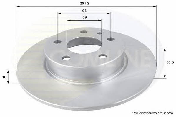 Comline ADC1806 Rear brake disc, non-ventilated ADC1806
