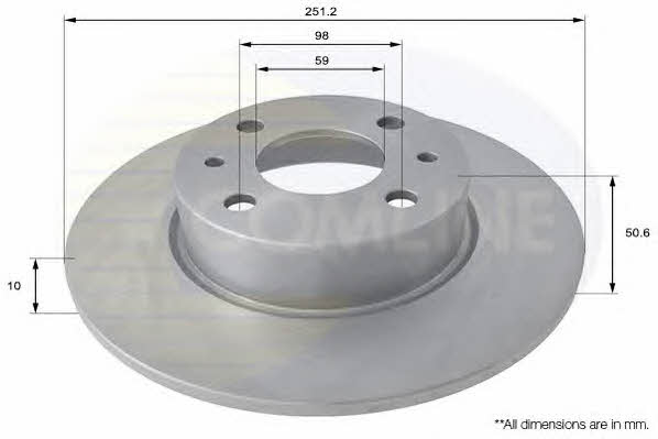 Comline ADC1809 Rear brake disc, non-ventilated ADC1809
