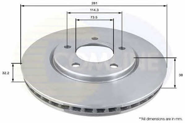 Comline ADC2304V Front brake disc ventilated ADC2304V