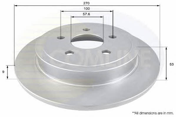 Comline ADC2308 Rear brake disc, non-ventilated ADC2308