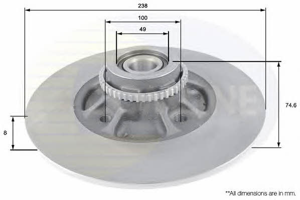 Comline ADC3023 Rear brake disc, non-ventilated ADC3023