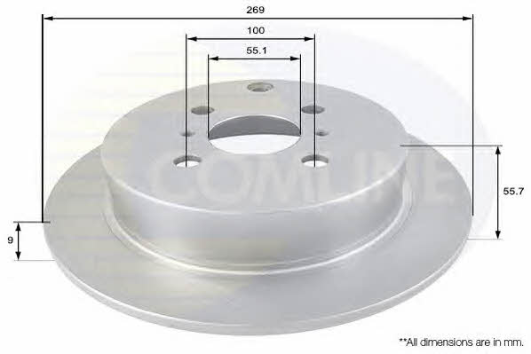 Comline ADC01104 Rear brake disc, non-ventilated ADC01104