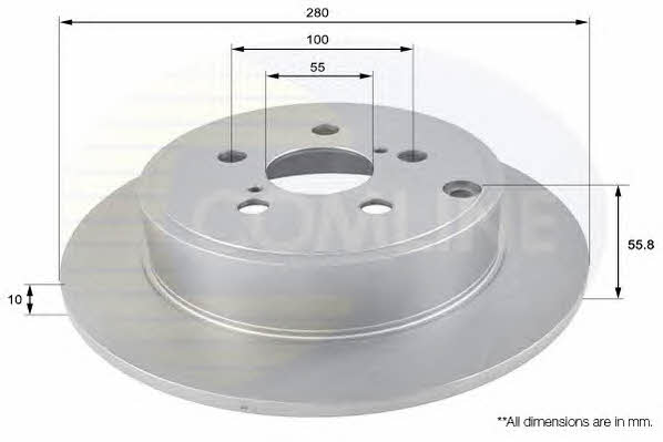 Comline ADC01111 Rear brake disc, non-ventilated ADC01111