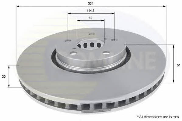 Comline ADC01124V Front brake disc ventilated ADC01124V
