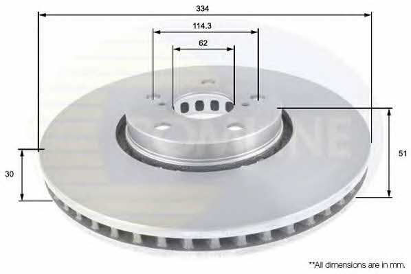Comline ADC01125V Front brake disc ventilated ADC01125V