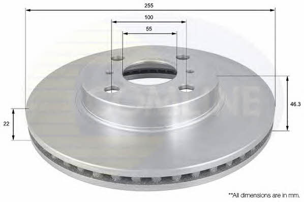 Comline ADC01126V Front brake disc ventilated ADC01126V