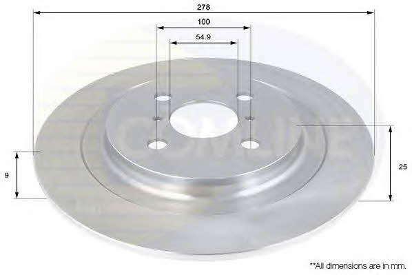 Comline ADC01132 Rear brake disc, non-ventilated ADC01132