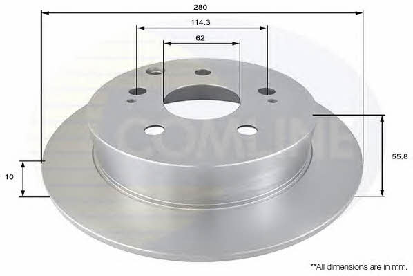 Comline ADC01168 Rear brake disc, non-ventilated ADC01168