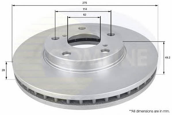 Comline ADC0145V Front brake disc ventilated ADC0145V