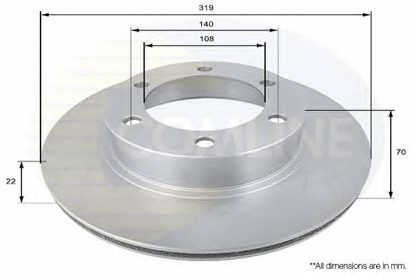 Comline ADC0184V Front brake disc ventilated ADC0184V