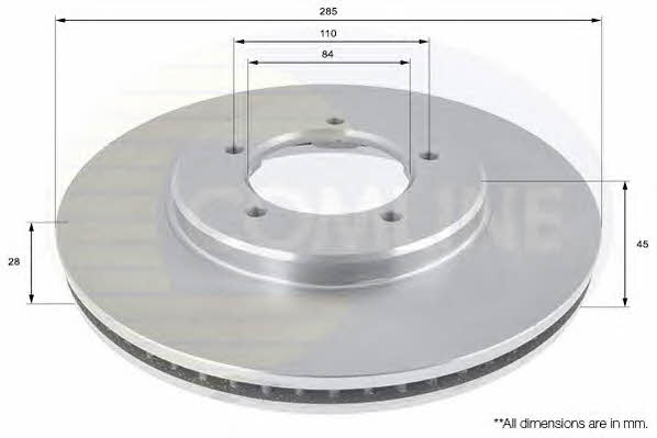 Comline ADC0195V Front brake disc ventilated ADC0195V