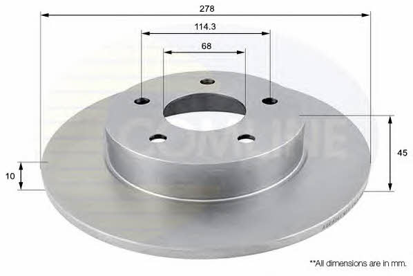 Comline ADC0261 Rear brake disc, non-ventilated ADC0261