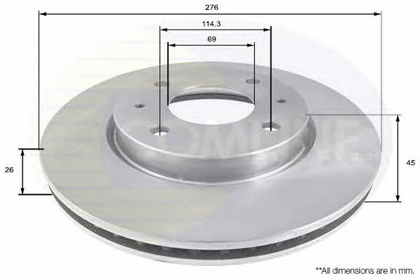 Comline ADC0364V Front brake disc ventilated ADC0364V