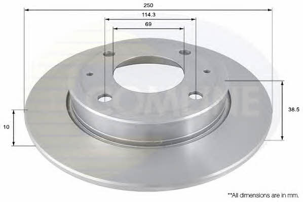 Comline ADC0372 Rear brake disc, non-ventilated ADC0372