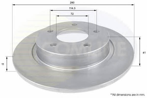 Comline ADC0449 Rear brake disc, non-ventilated ADC0449