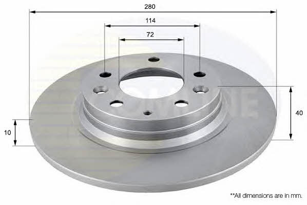 Comline ADC0450 Rear brake disc, non-ventilated ADC0450