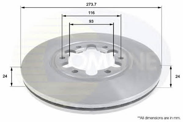 Comline ADC0451V Front brake disc ventilated ADC0451V