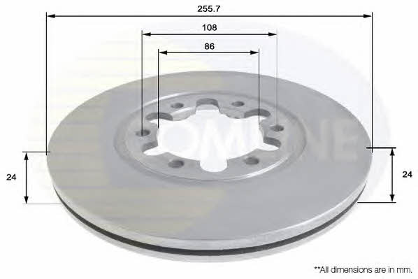 Comline ADC0452V Front brake disc ventilated ADC0452V