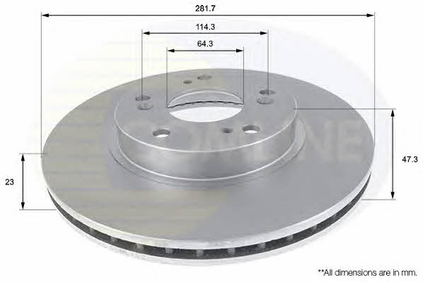 Comline ADC0544V Front brake disc ventilated ADC0544V