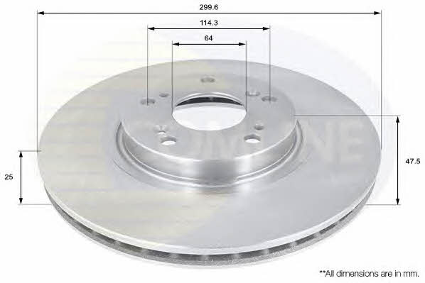 Comline ADC0552V Front brake disc ventilated ADC0552V
