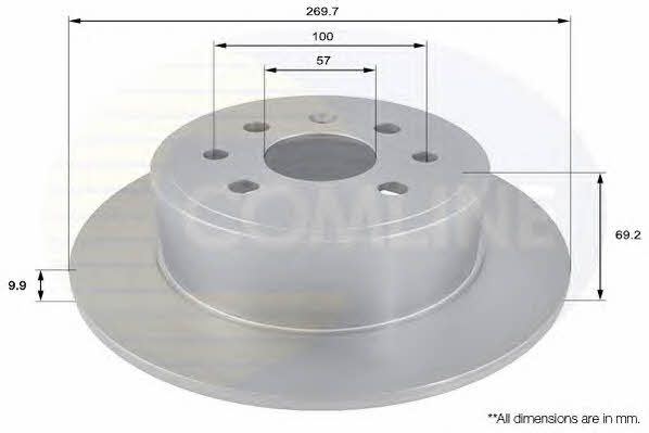 Comline ADC1104 Rear brake disc, non-ventilated ADC1104