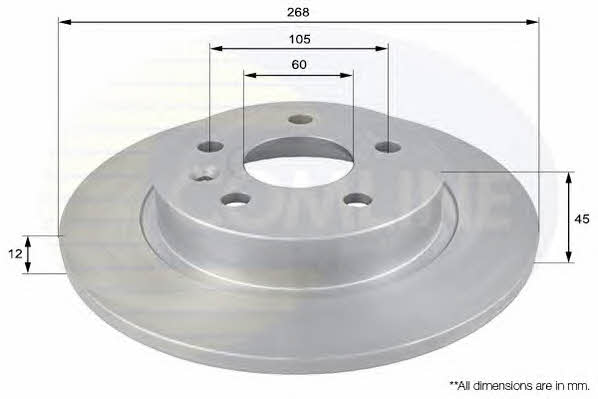Comline ADC1152 Rear brake disc, non-ventilated ADC1152