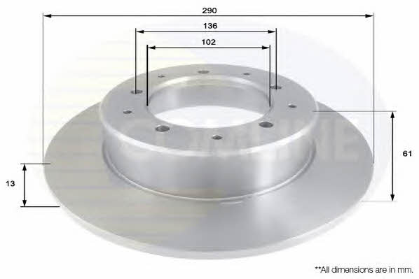 Comline ADC1303 Rear brake disc, non-ventilated ADC1303