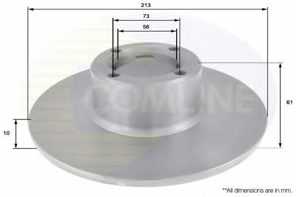 Comline ADC1304 Unventilated front brake disc ADC1304