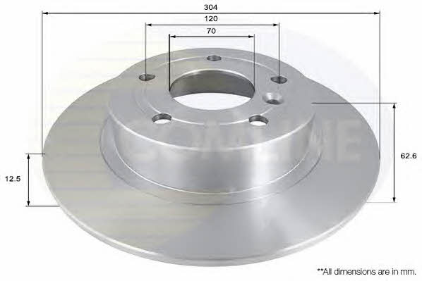 Comline ADC1307 Rear brake disc, non-ventilated ADC1307