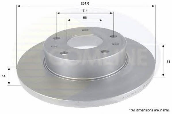 Comline ADC1308 Unventilated front brake disc ADC1308