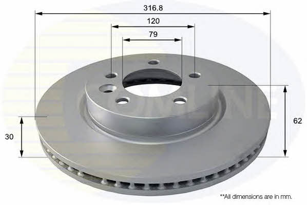 Comline ADC1321V Front brake disc ventilated ADC1321V