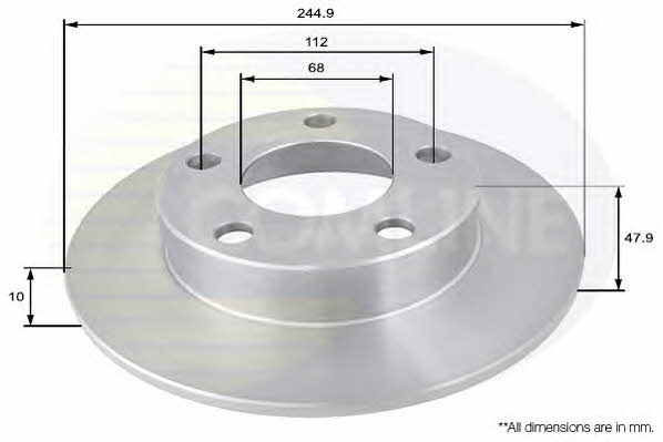 Comline ADC1437 Rear brake disc, non-ventilated ADC1437
