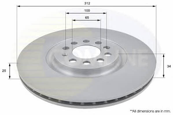 Comline ADC1438V Front brake disc ventilated ADC1438V