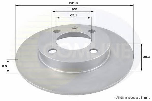 Comline ADC1439 Rear brake disc, non-ventilated ADC1439
