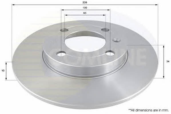 Comline ADC1442 Unventilated front brake disc ADC1442