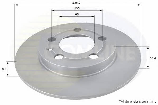 Comline ADC1443 Rear brake disc, non-ventilated ADC1443