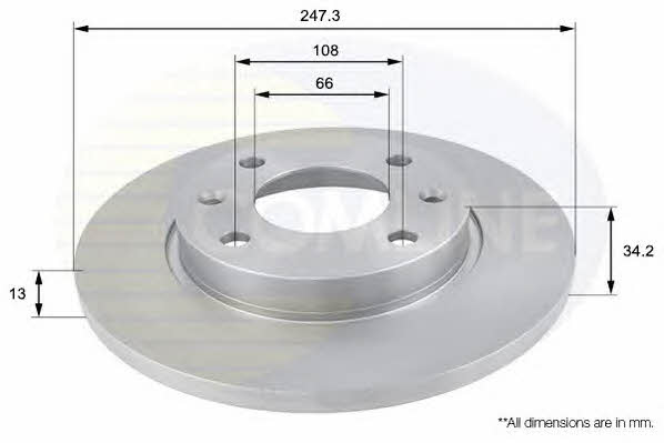 Comline ADC1508 Unventilated front brake disc ADC1508