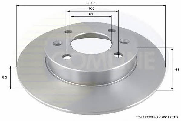 Comline ADC1515 Unventilated front brake disc ADC1515
