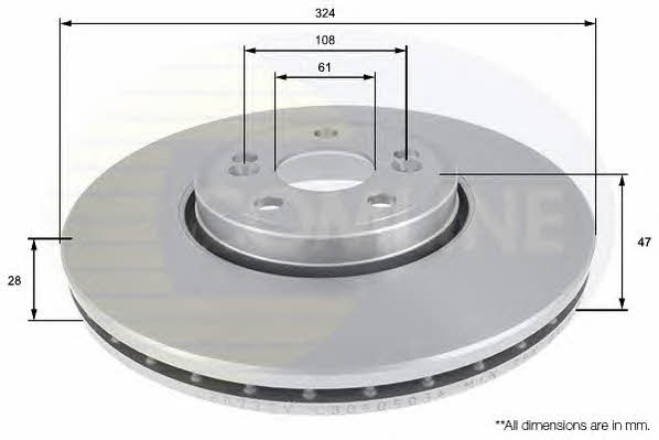 Comline ADC1553V Front brake disc ventilated ADC1553V