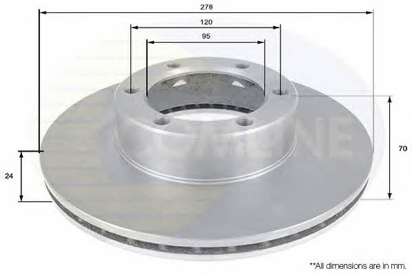 Comline ADC1559V Front brake disc ventilated ADC1559V
