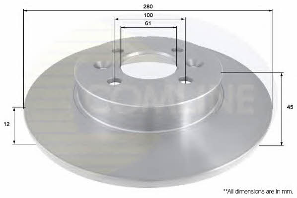 Comline ADC1569 Rear brake disc, non-ventilated ADC1569