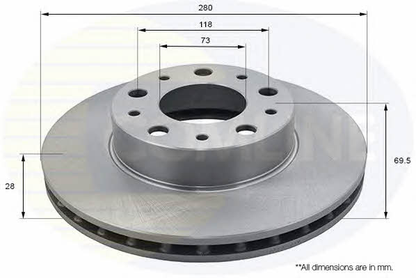 Comline ADC1571V Front brake disc ventilated ADC1571V