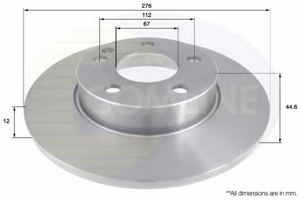 Comline ADC1638 Unventilated front brake disc ADC1638